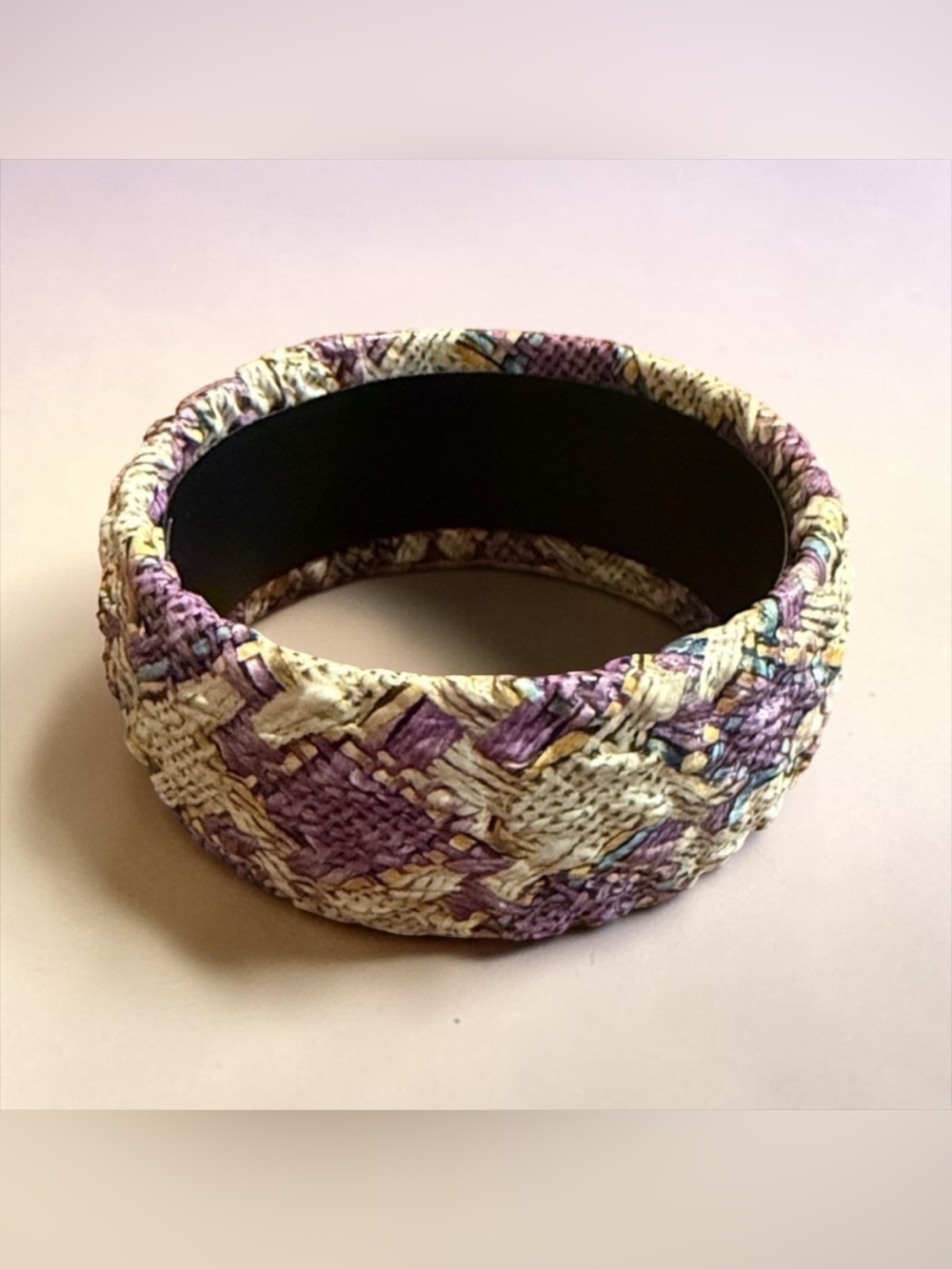Woven Purple and Cream Bangle Bracelet